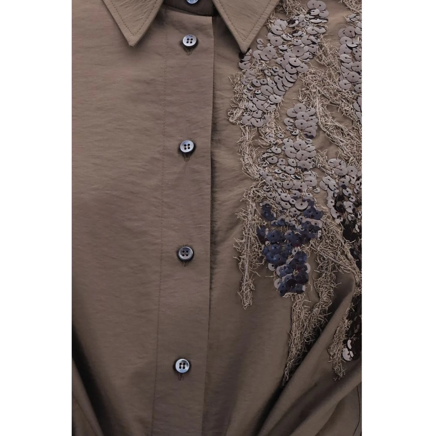 Brown Cotton Casual Dress