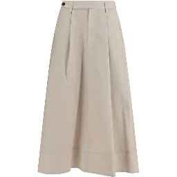 Beige Cotton Midi Skirt