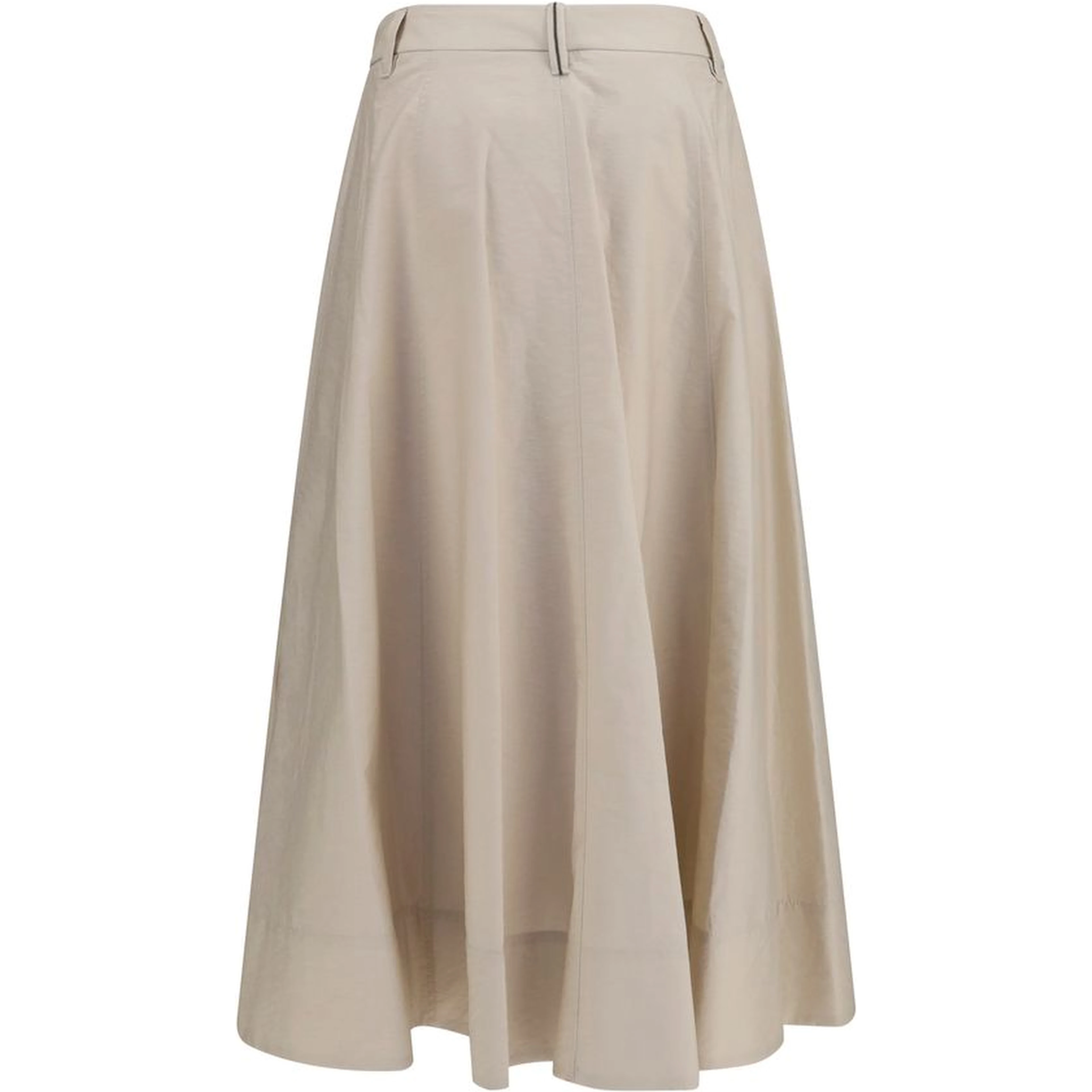 Beige Cotton Midi Skirt