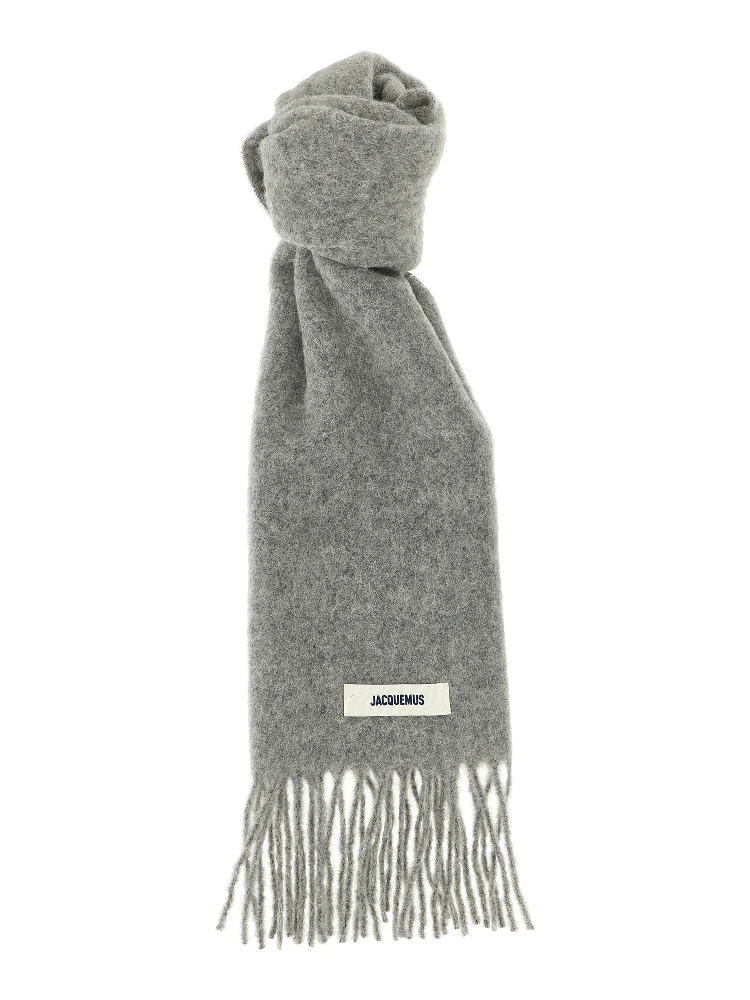 Gray Alpaca Leather Foulard