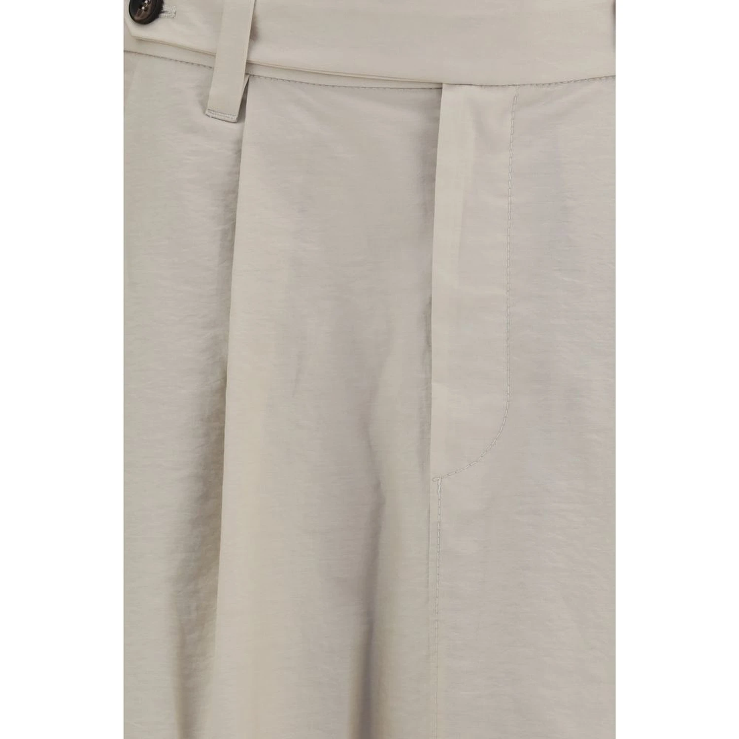 Beige Cotton Midi Skirt