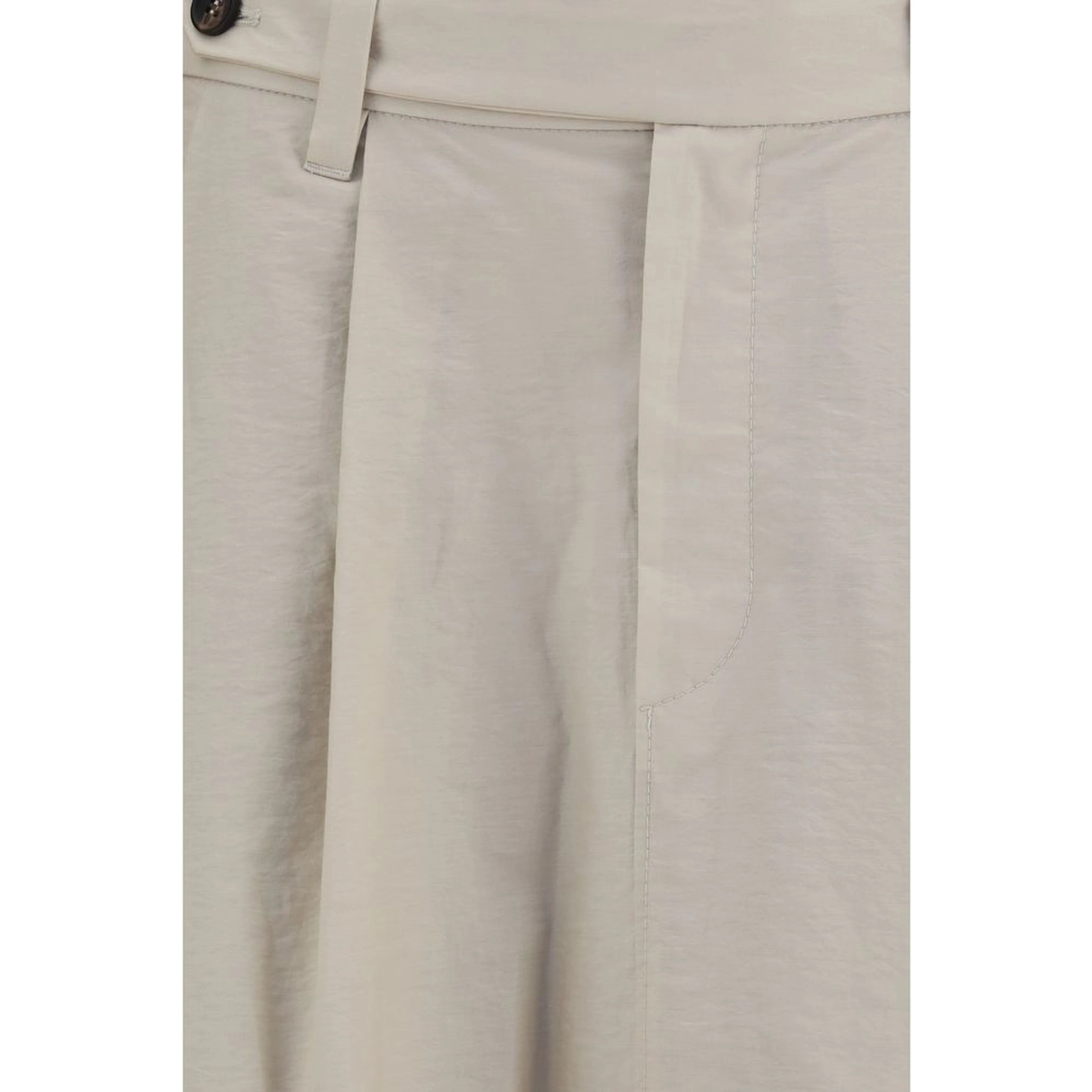Beige Cotton Midi Skirt
