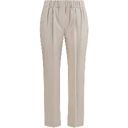 Beige Cotton Casual Pants