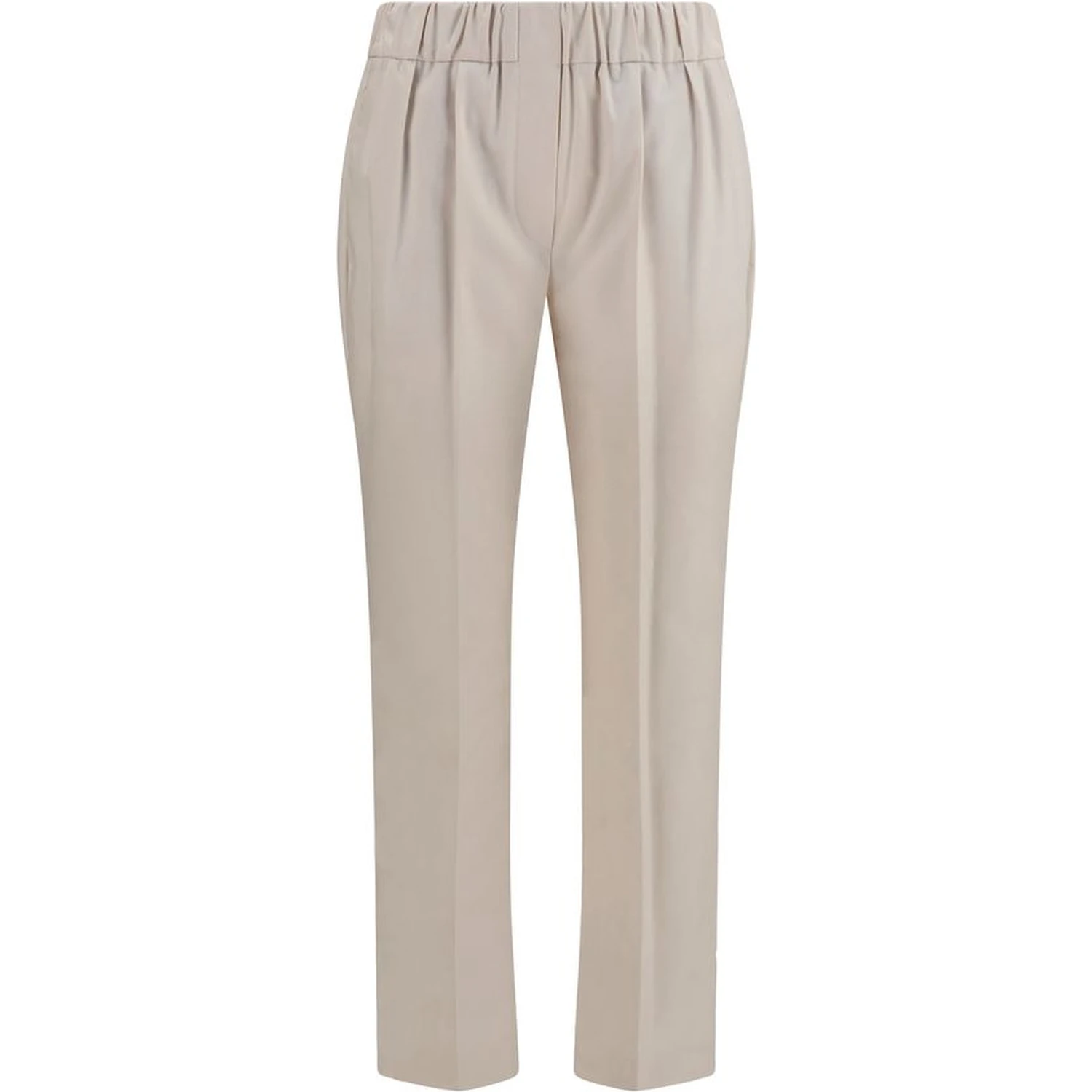 Beige Cotton Casual Pants