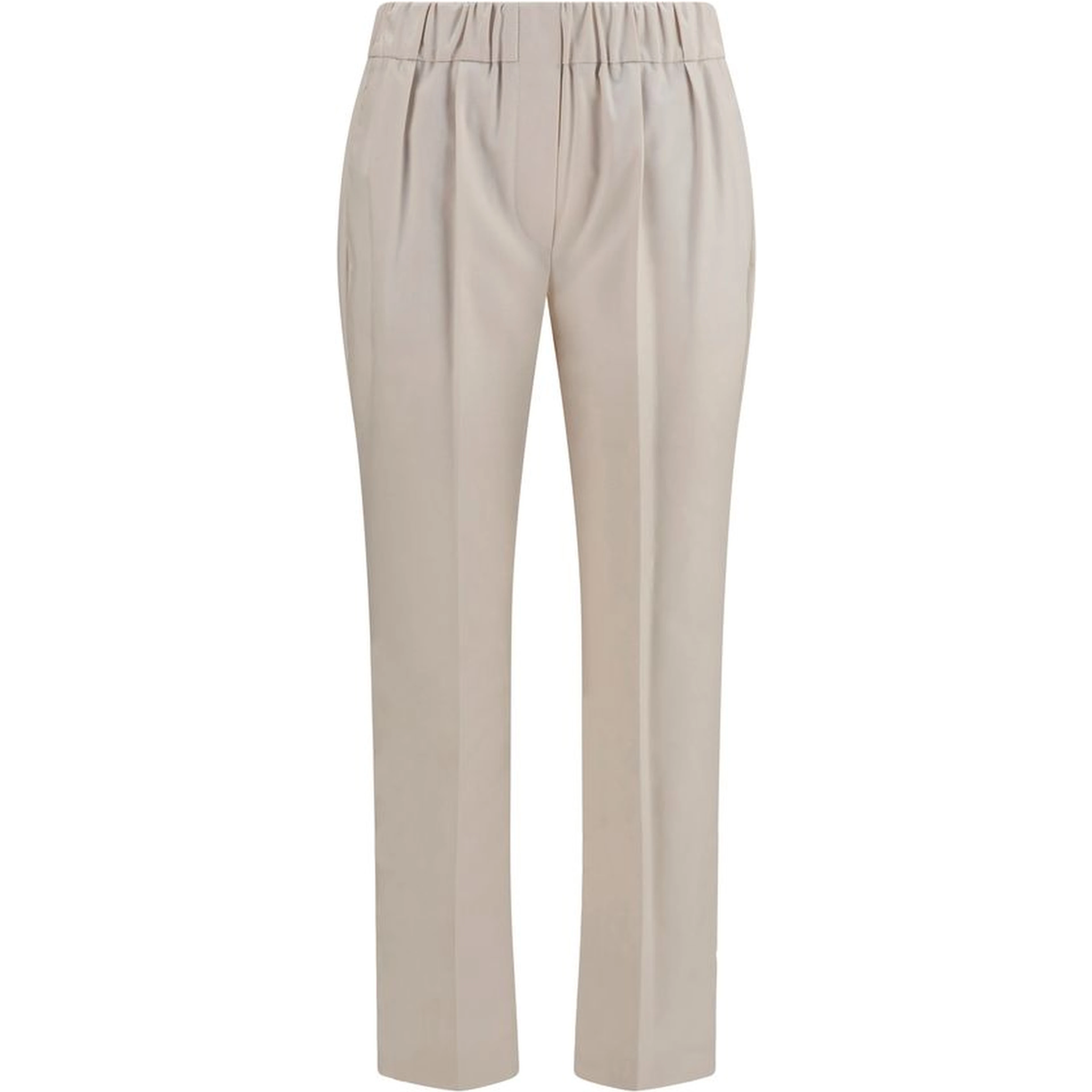 Beige Cotton Casual Pants