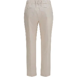 Beige Cotton Casual Pants