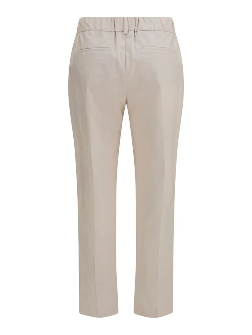 Beige Cotton Casual Pants