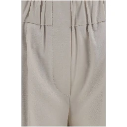 Beige Cotton Casual Pants