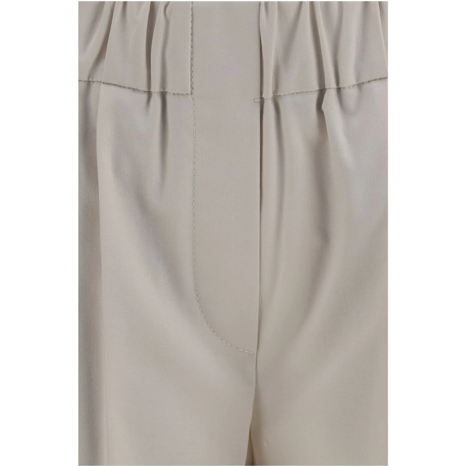 Beige Cotton Casual Pants