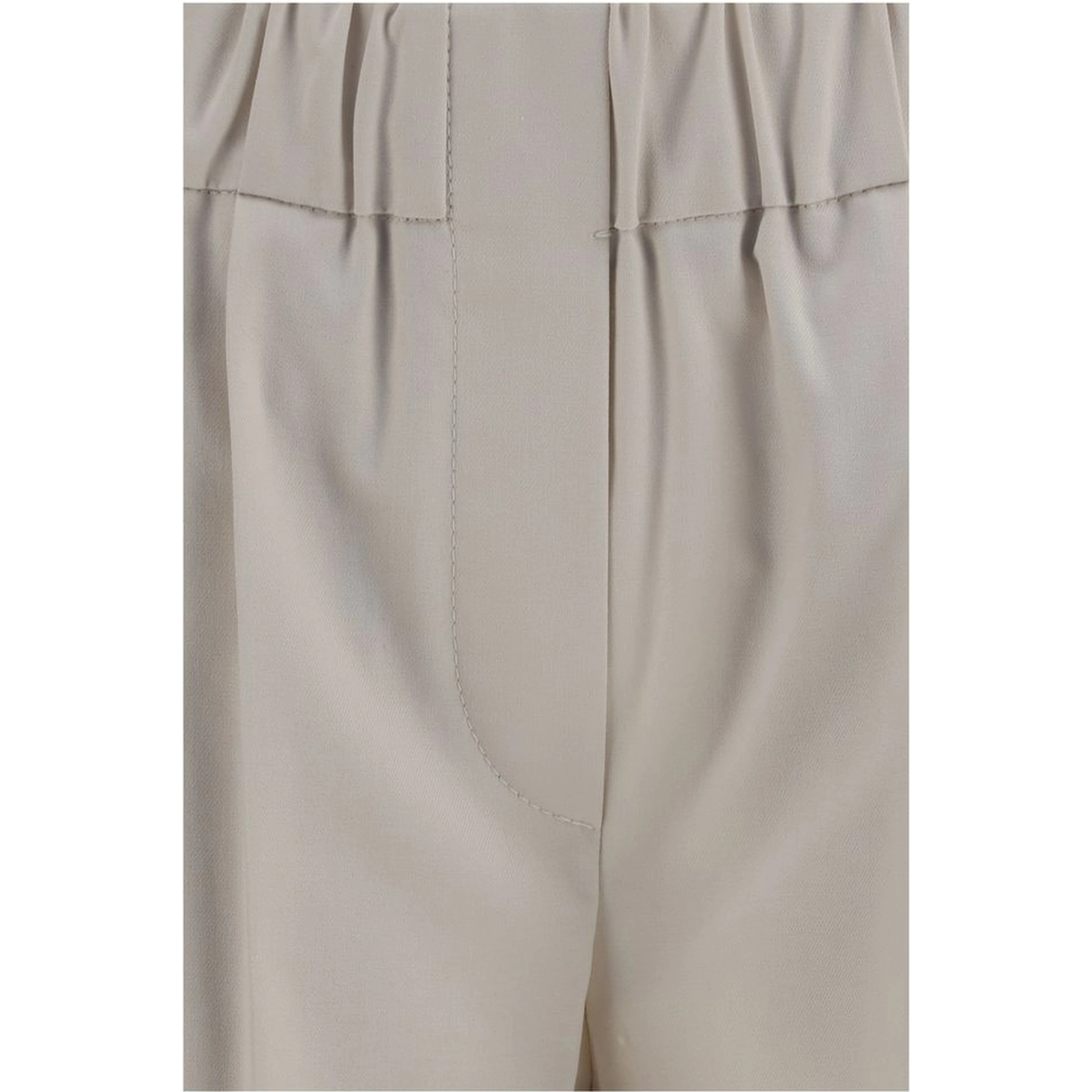 Beige Cotton Casual Pants