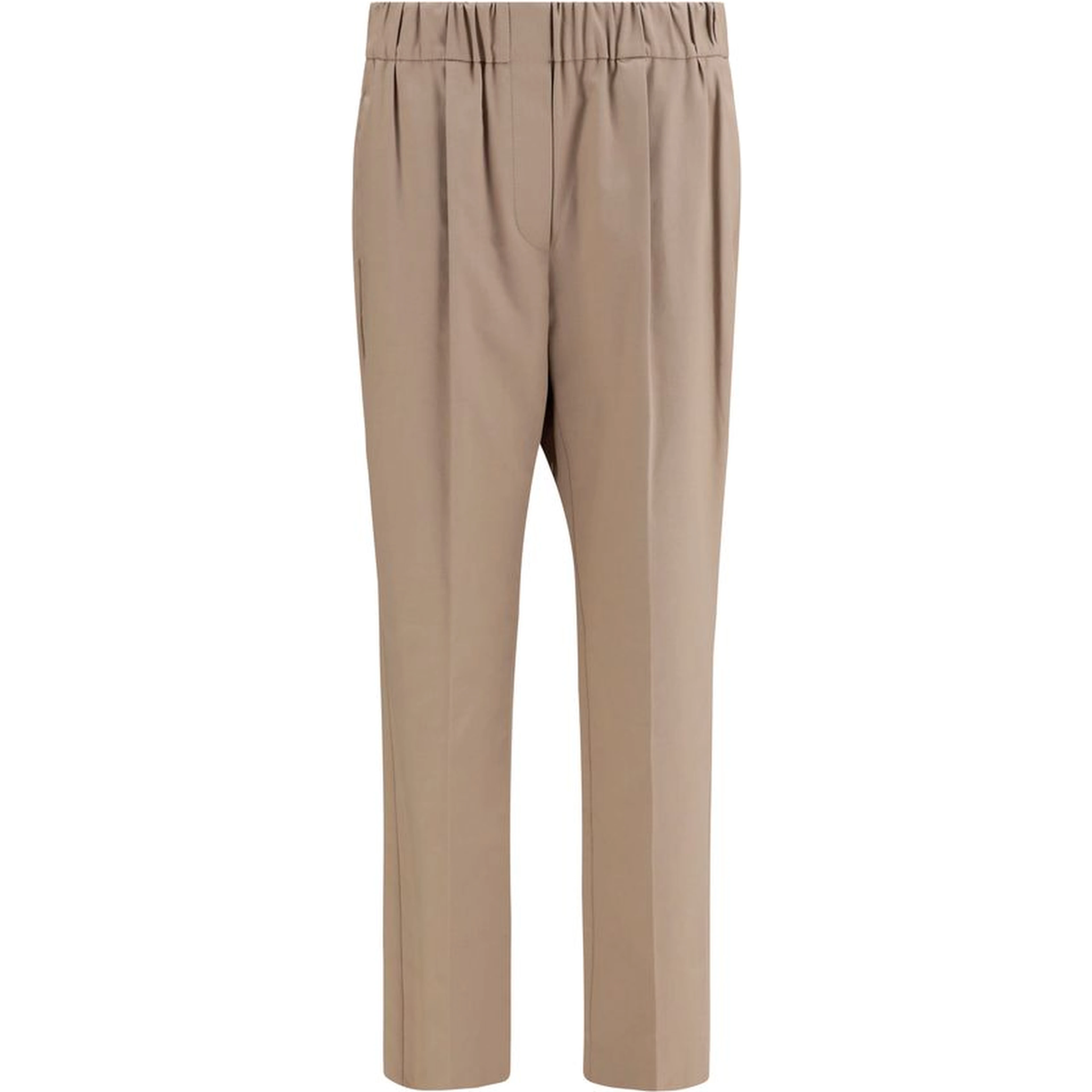 Beige Cotton Casual Pants