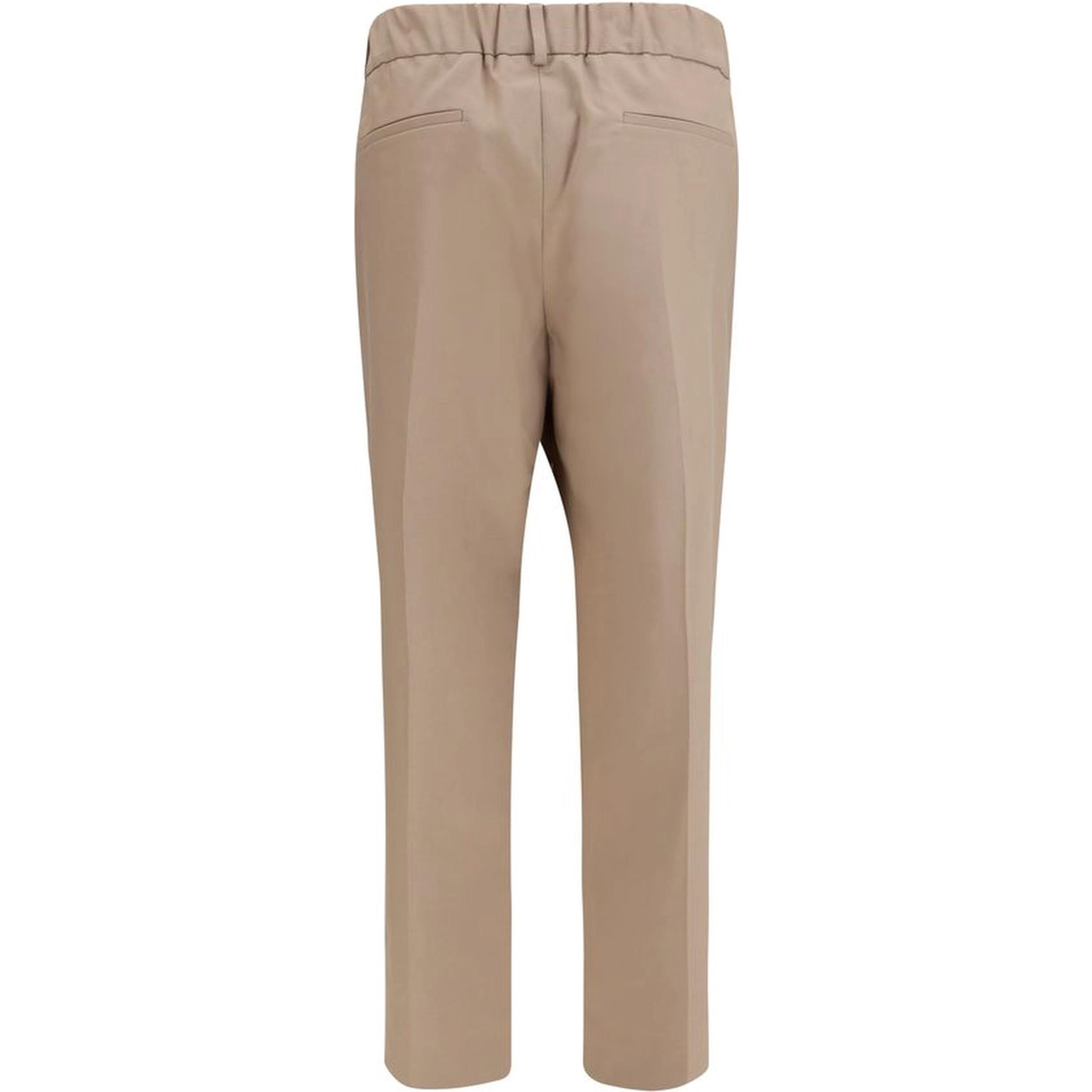 Beige Cotton Casual Pants