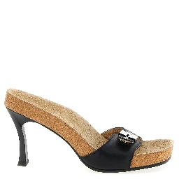 Black Calfskin Stiletto Heel Sandals