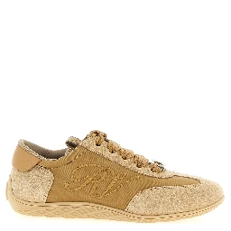 Beige Calfskin High Top Sneakers