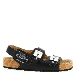 Black Calfskin Flat Sandals