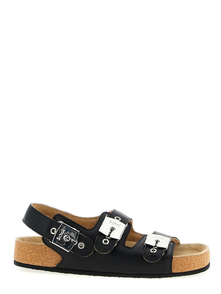 Black Calfskin Flat Sandals