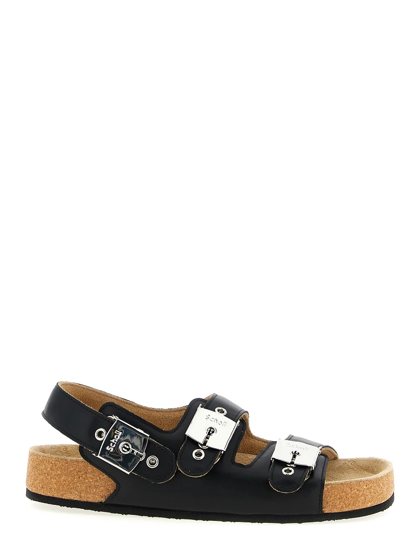 Black Calfskin Flat Sandals