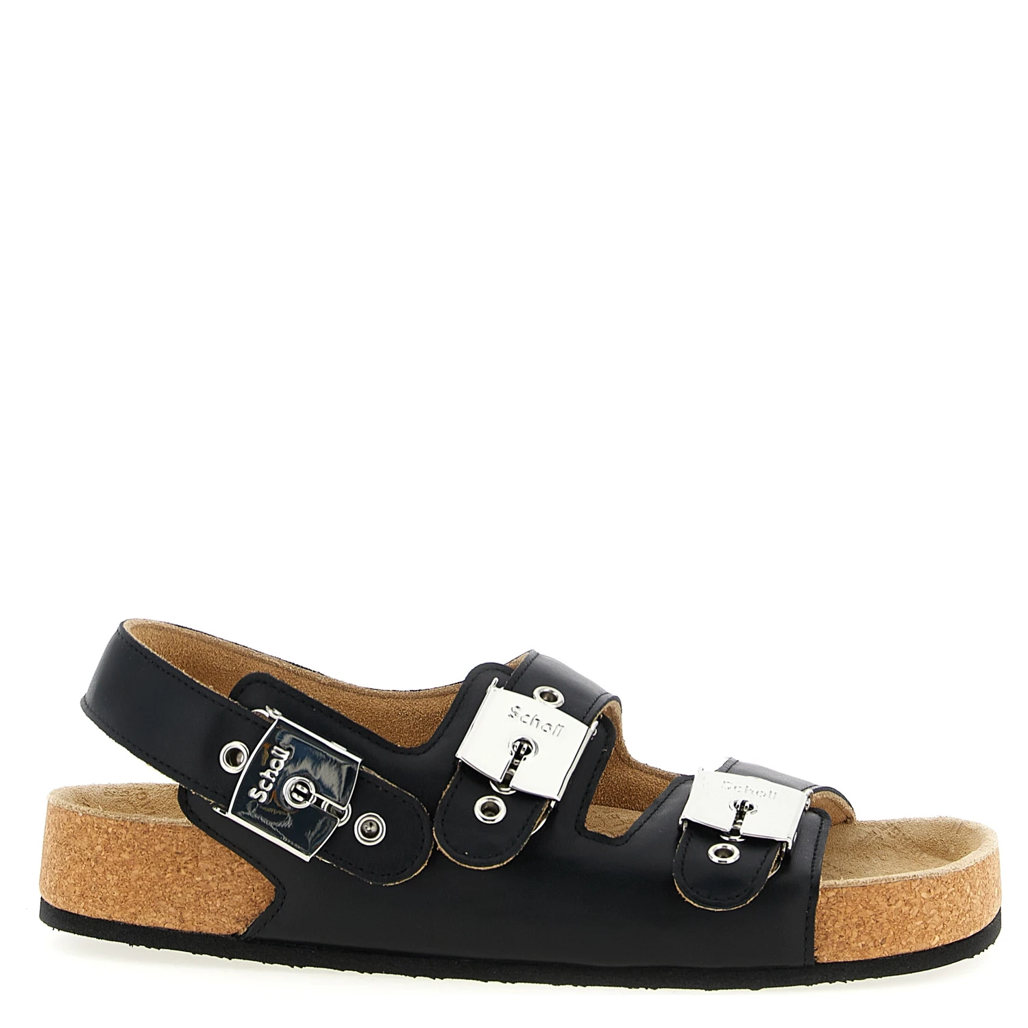 Black Calfskin Flat Sandals