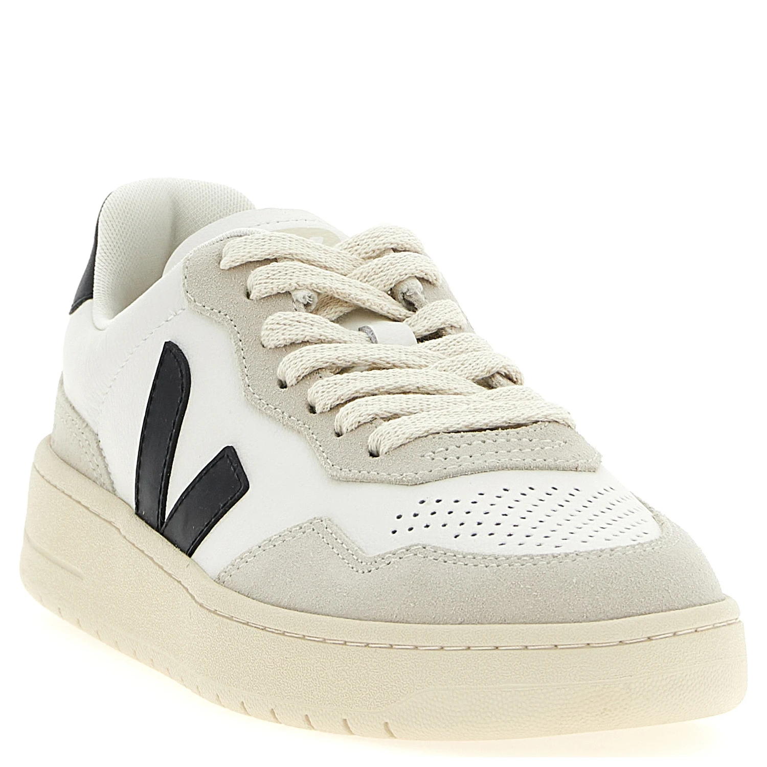 Bicolor Genuine Leather Athletic Sneakers