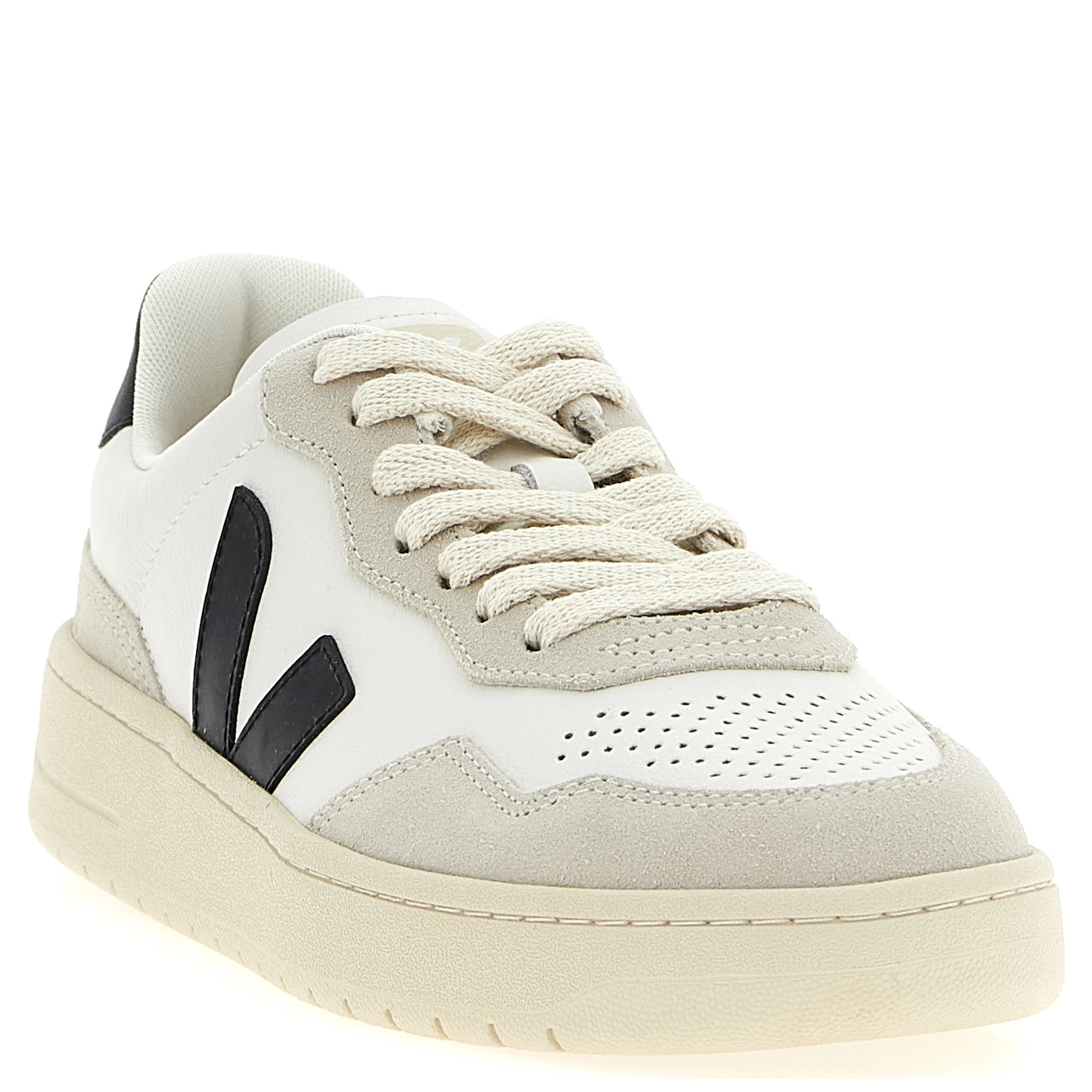 Bicolor Genuine Leather Athletic Sneakers