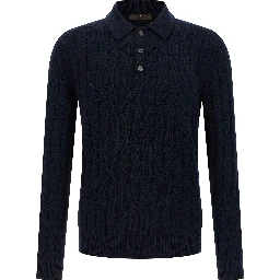 Blue Virgin Wool Polo Shirt