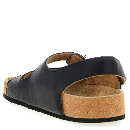 Black Calfskin Flat Sandals