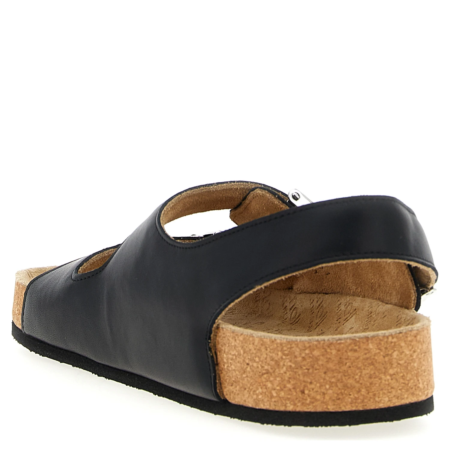 Black Calfskin Flat Sandals