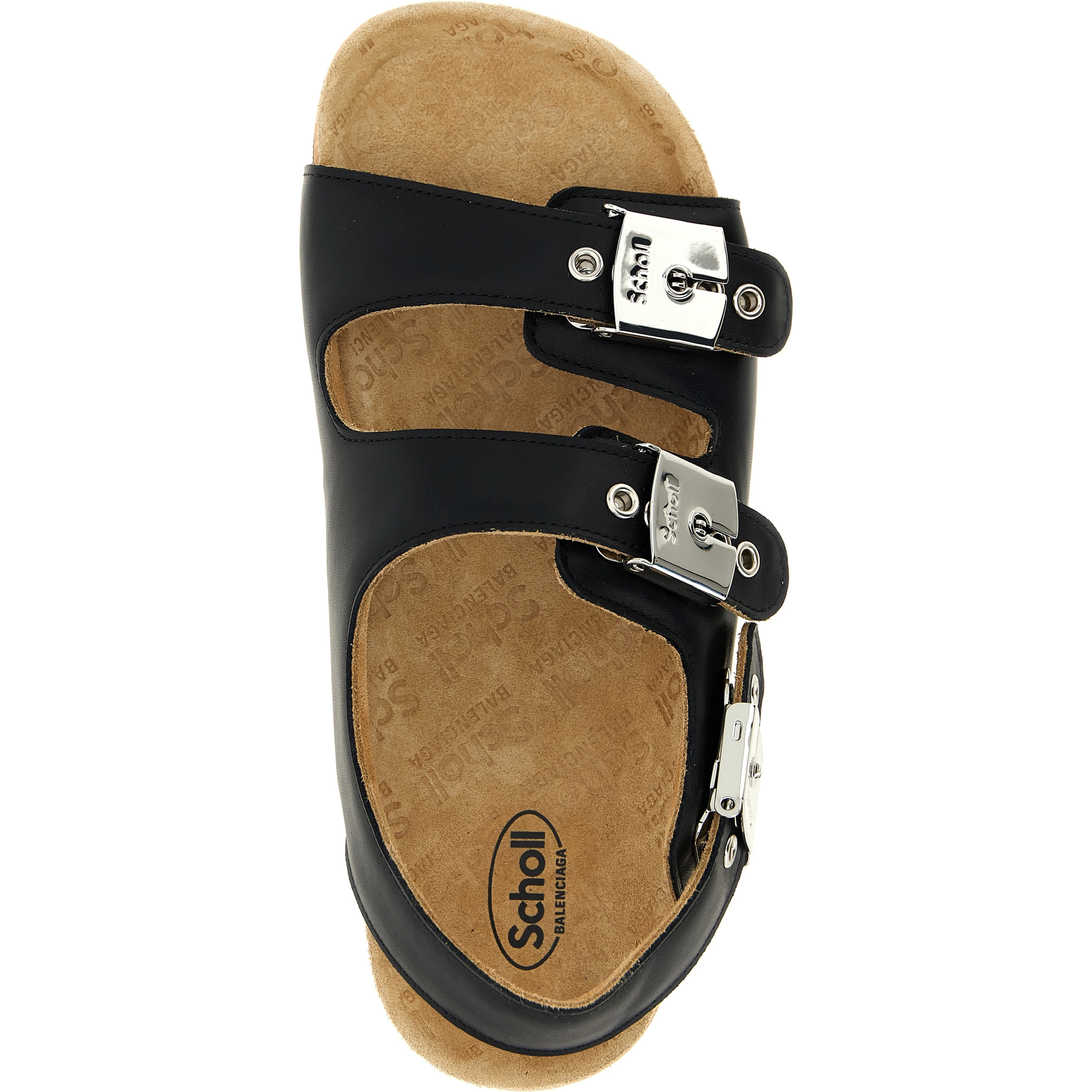 Black Calfskin Flat Sandals
