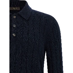 Blue Virgin Wool Polo Shirt