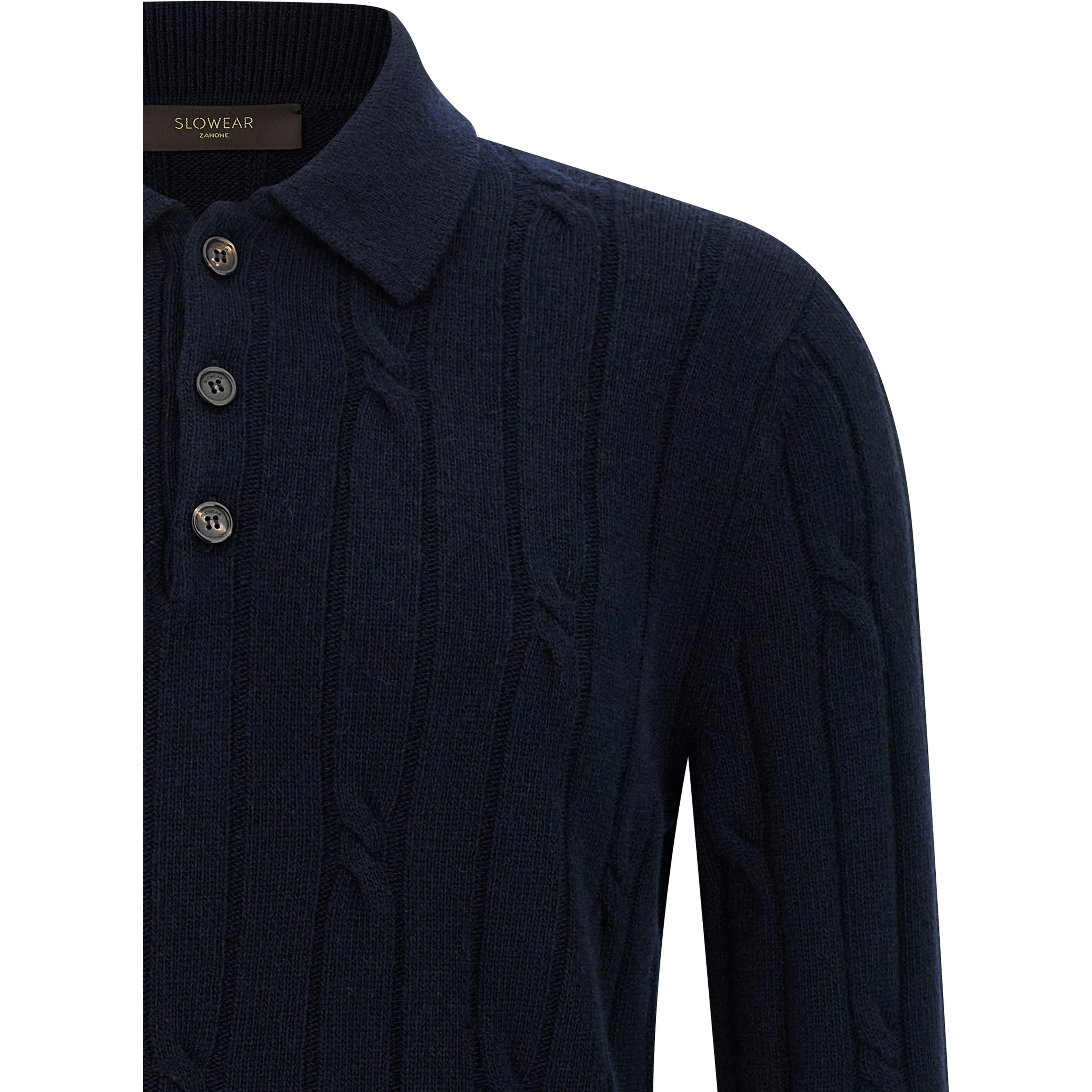 Blue Virgin Wool Polo Shirt