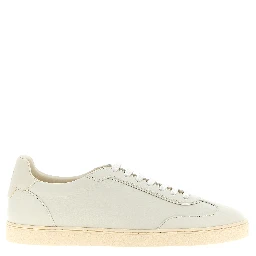 White Goatskin Low Top Sneakers