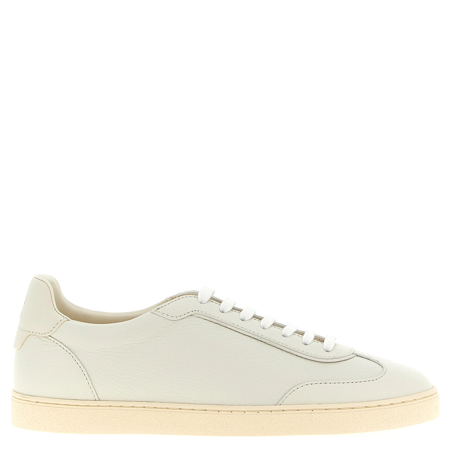 White Goatskin Low Top Sneakers