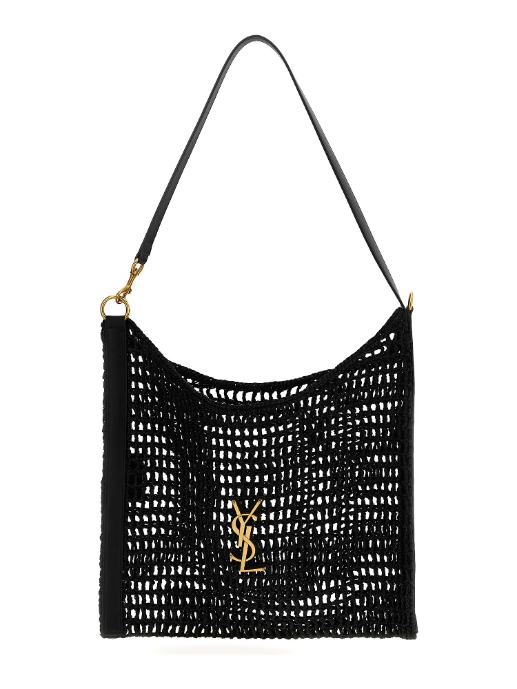 Black Raffia Shoulder Bag
