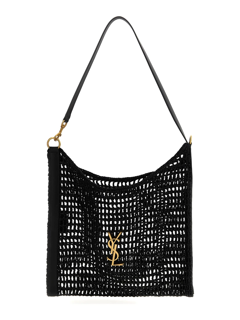 Black Raffia Shoulder Bag