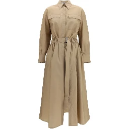 Beige Cotton Casual Dress
