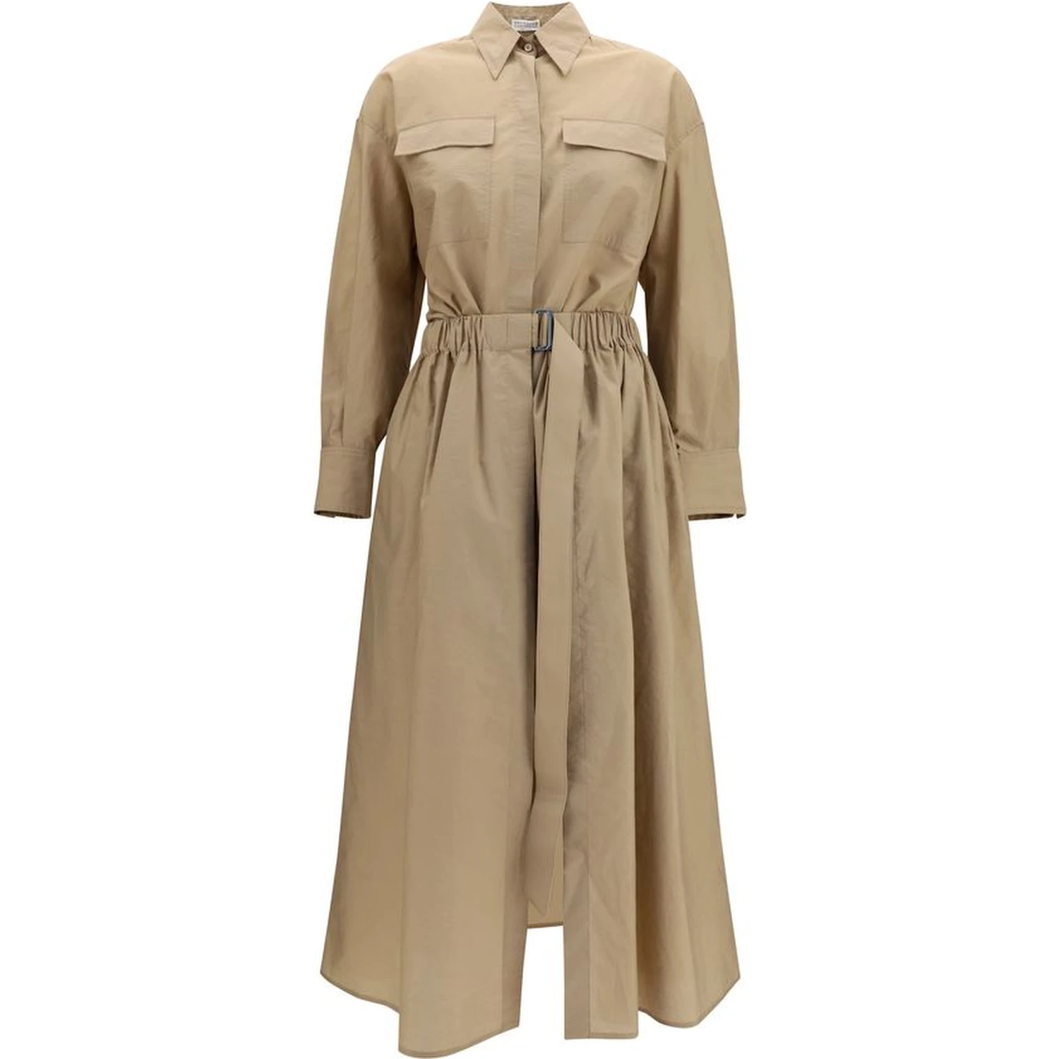 Beige Cotton Casual Dress