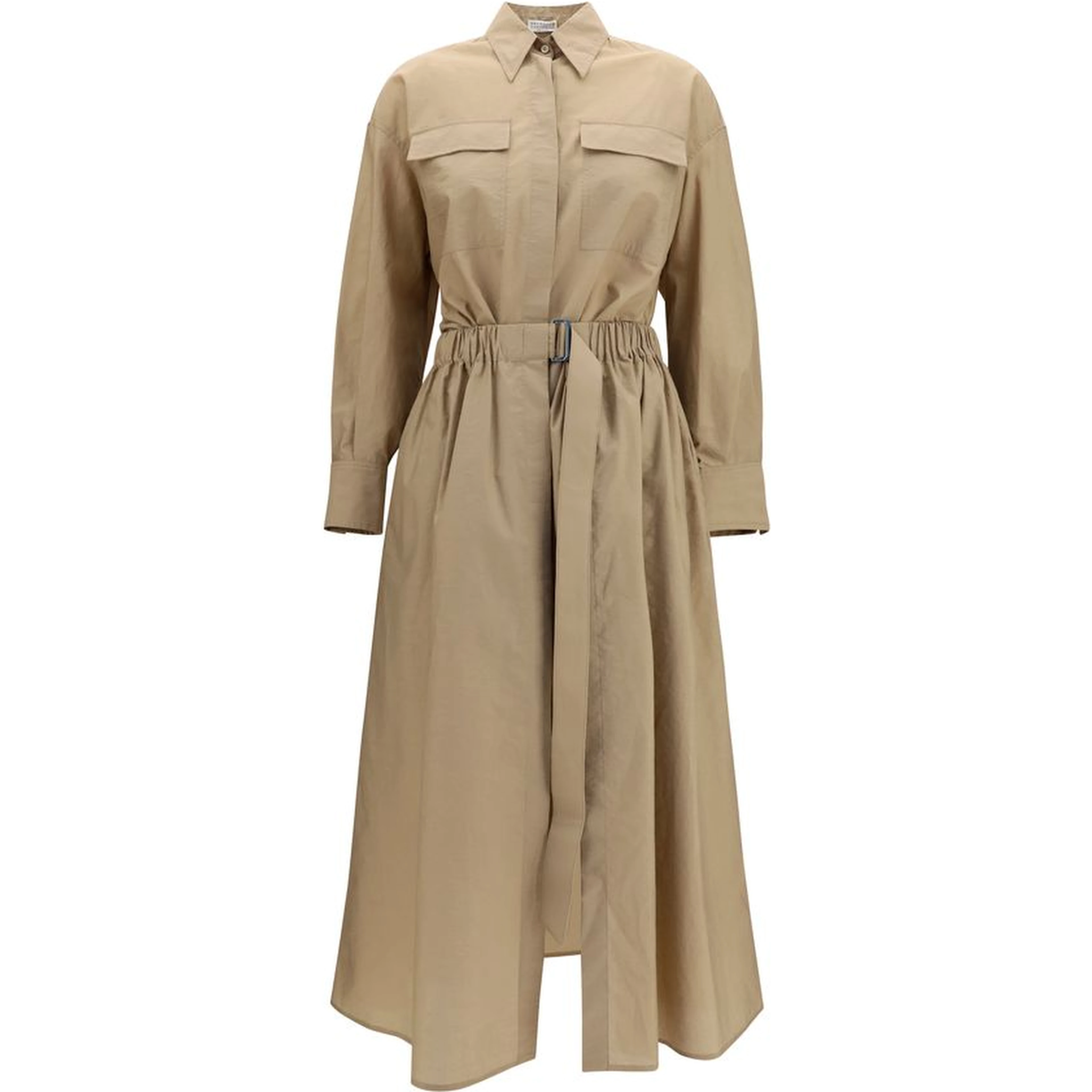 Beige Cotton Casual Dress
