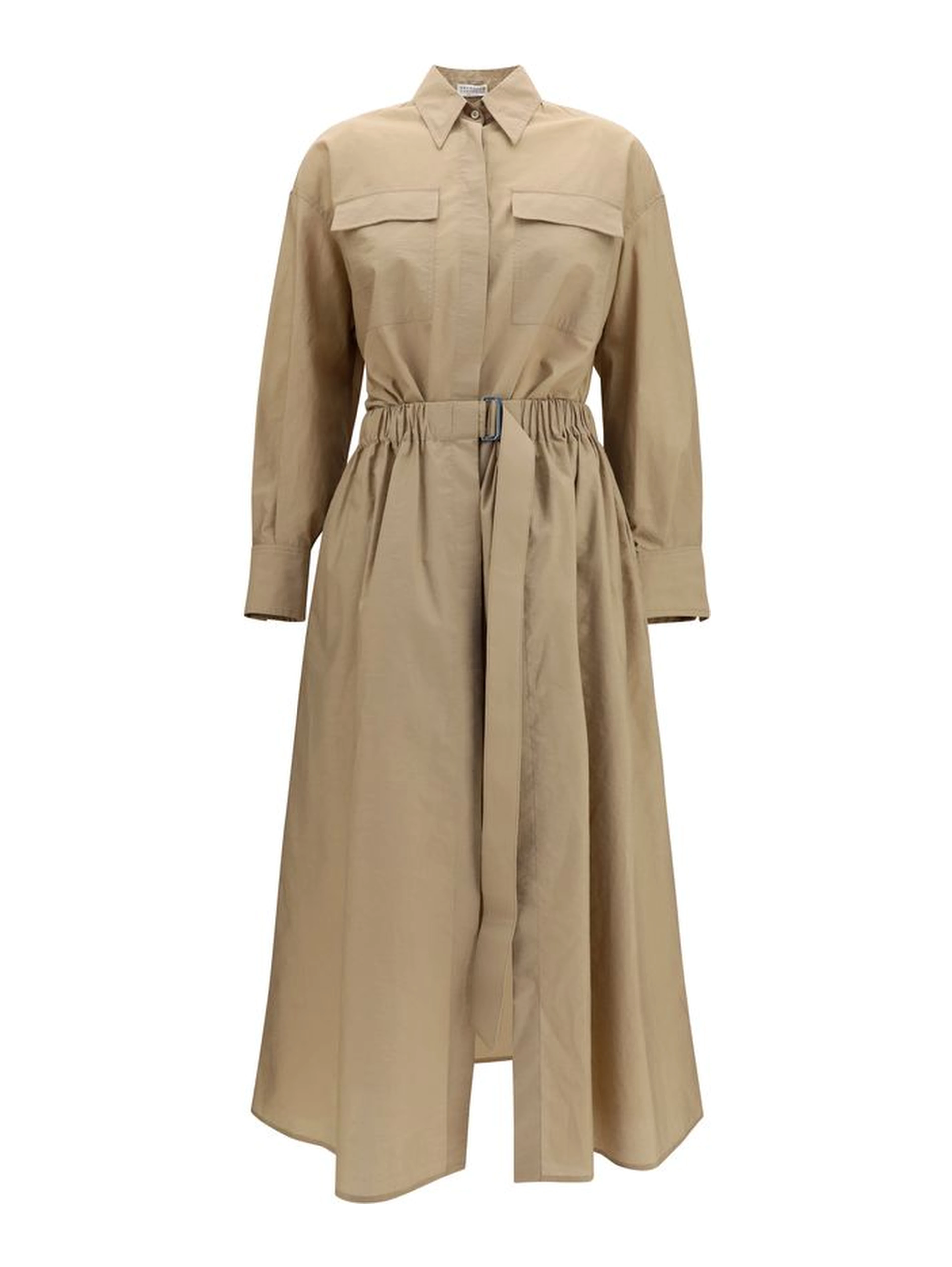 Beige Cotton Casual Dress