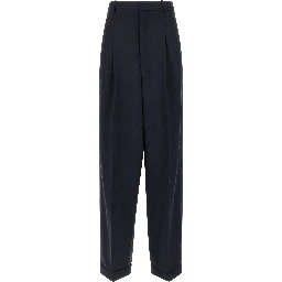 Blue Wool Casual Pants