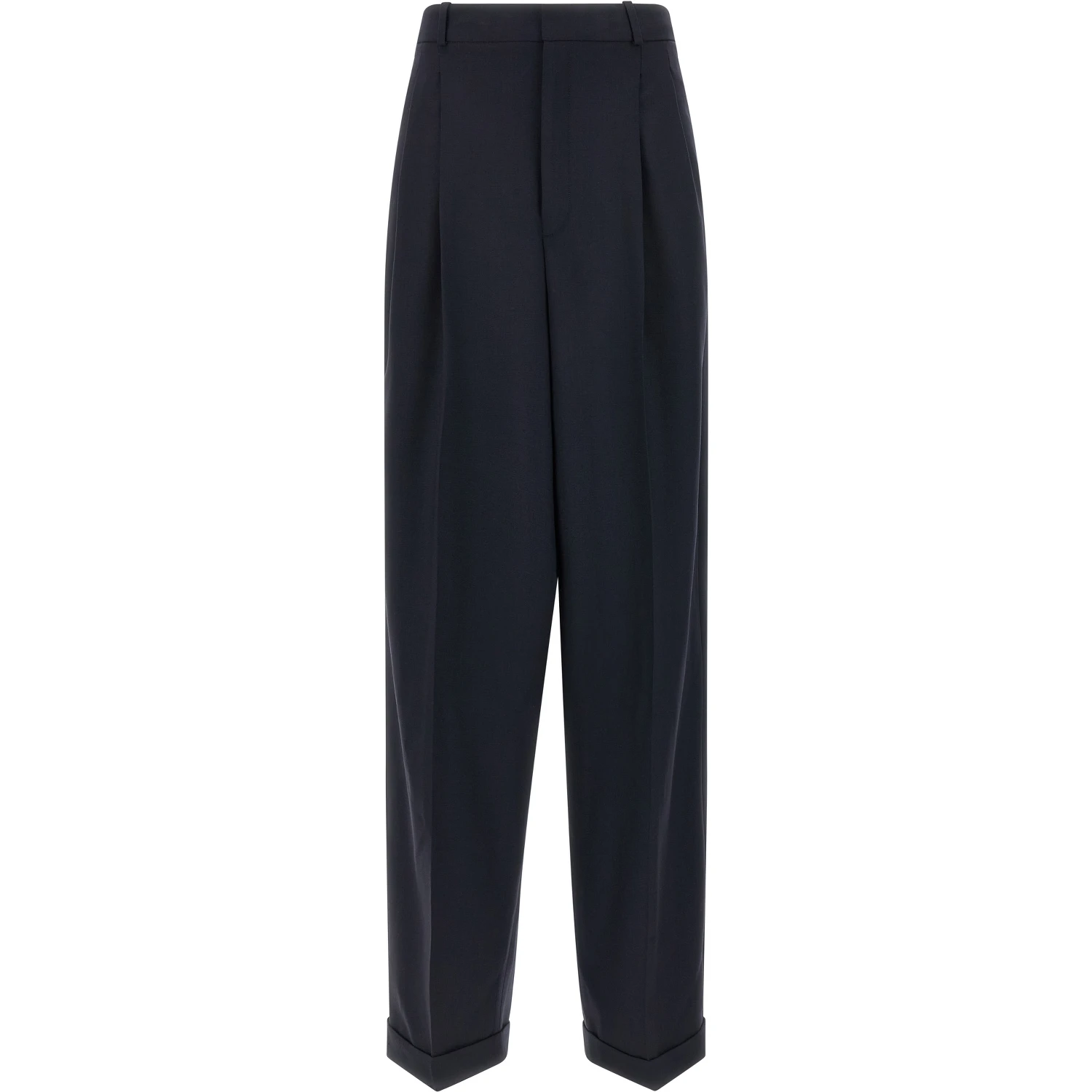 Blue Wool Casual Pants