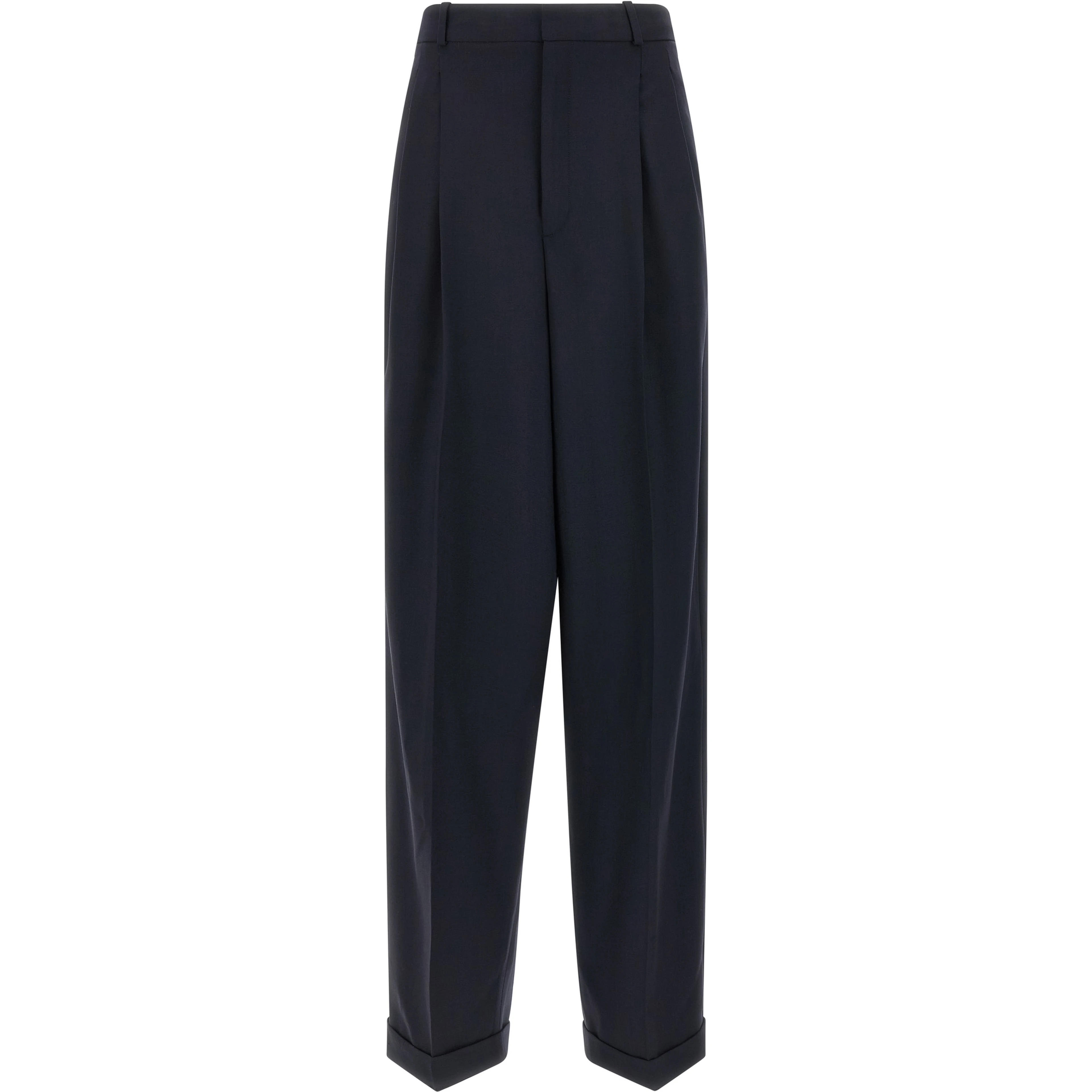 Blue Wool Casual Pants