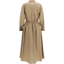 Beige Cotton Casual Dress
