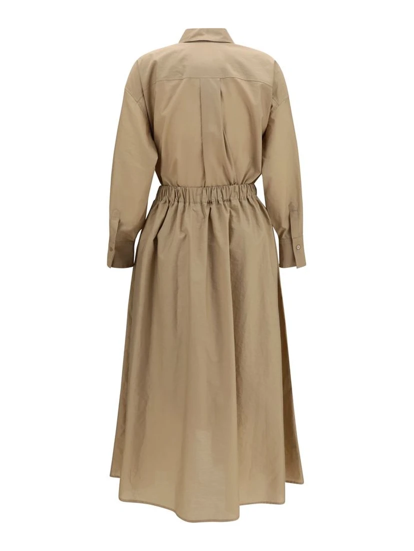 Beige Cotton Casual Dress
