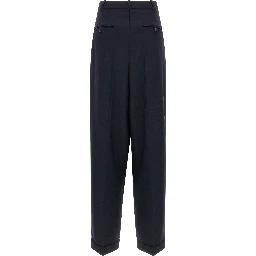 Blue Wool Casual Pants