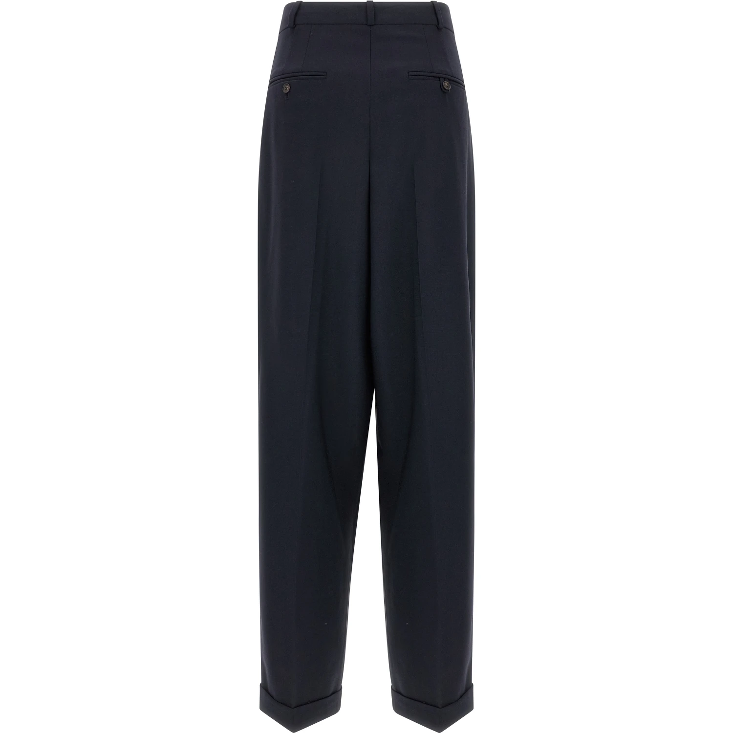 Blue Wool Casual Pants