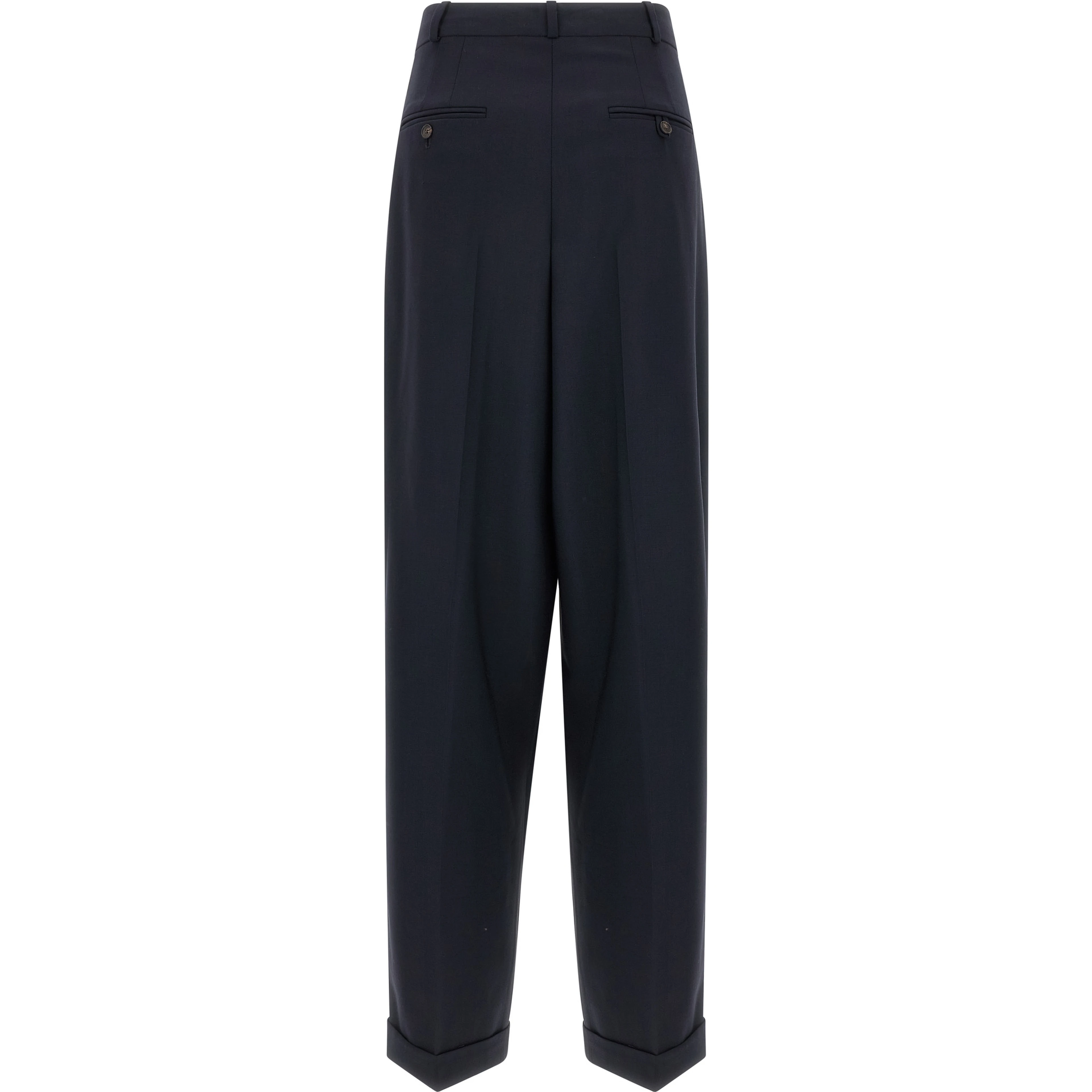 Blue Wool Casual Pants