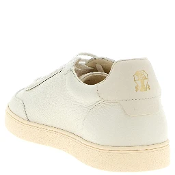 White Goatskin Low Top Sneakers