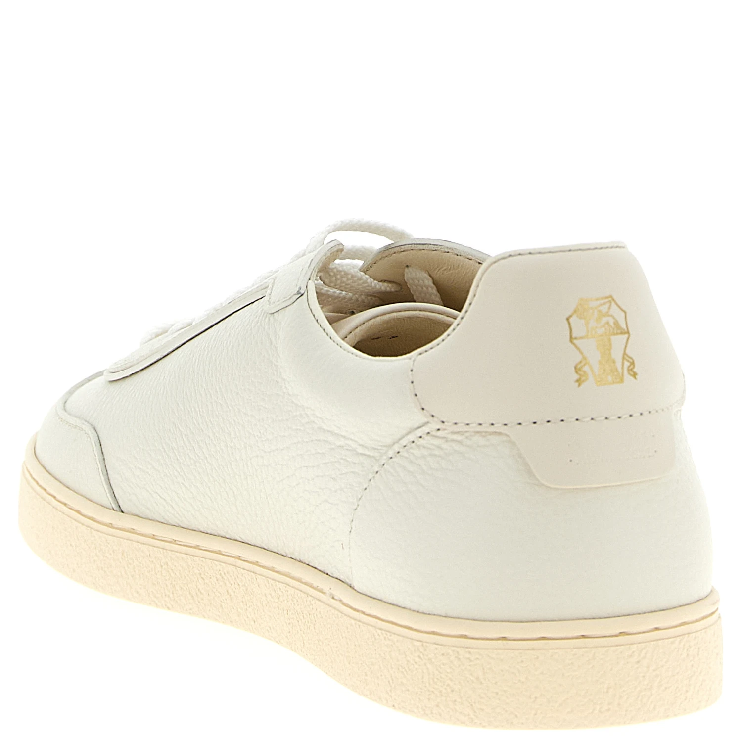 White Goatskin Low Top Sneakers