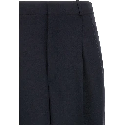 Blue Wool Casual Pants