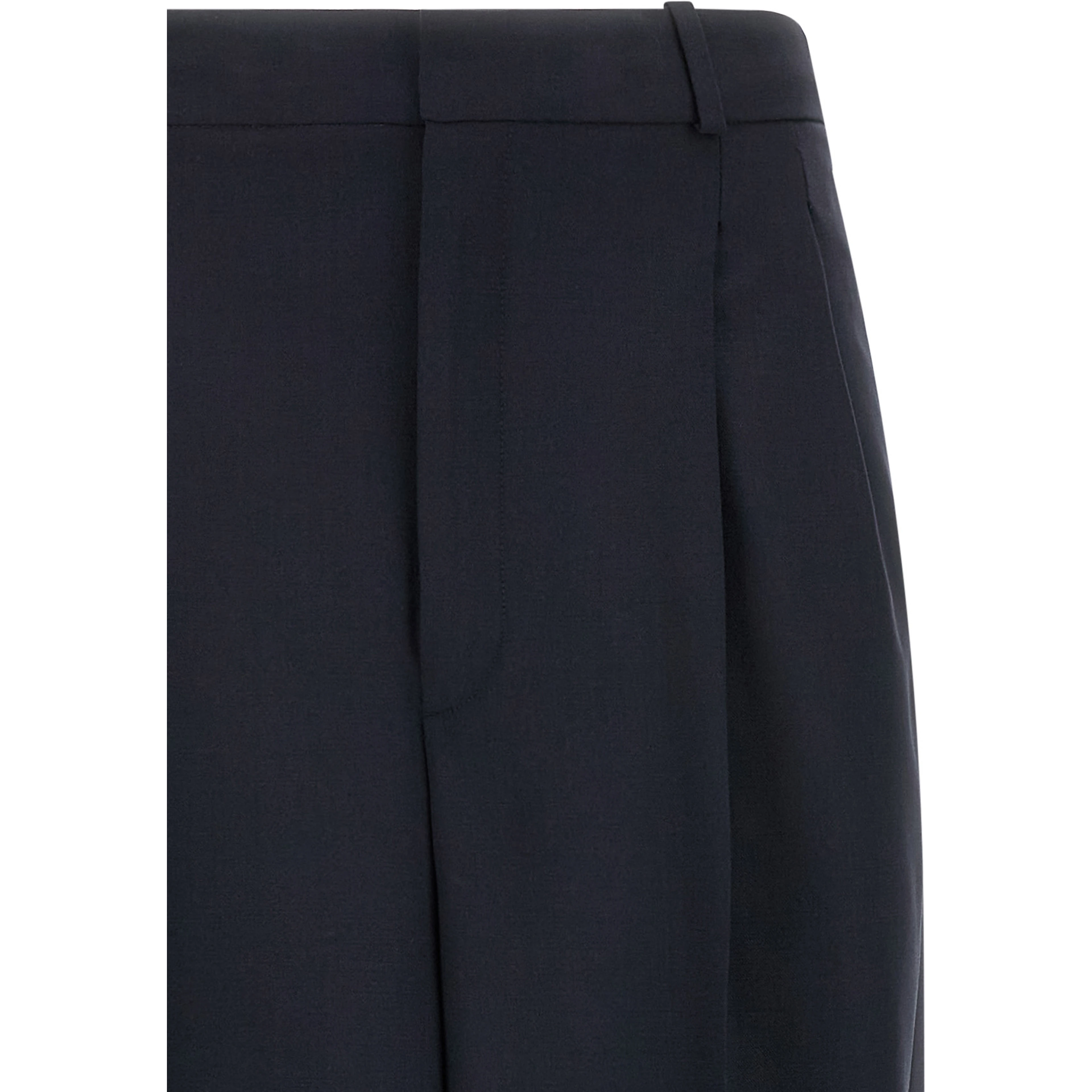 Blue Wool Casual Pants